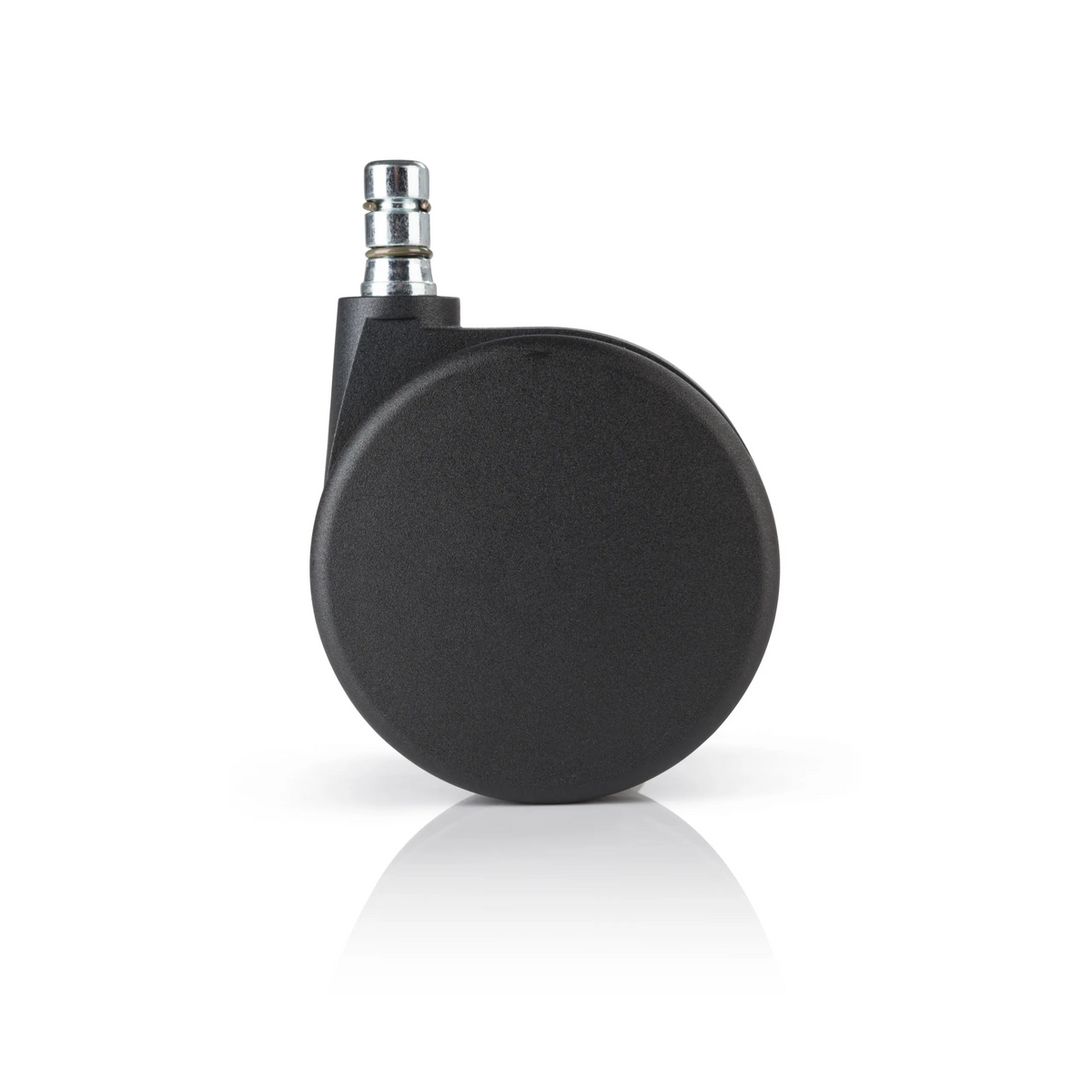 Schwarze Stuhlrolle 5x ROLO No-Noise 11mm/75mm für Teppichböden mit metallenem Bolzen von hjh OFFICE – 360-Grad-Ansicht (Rückenansicht 180°)