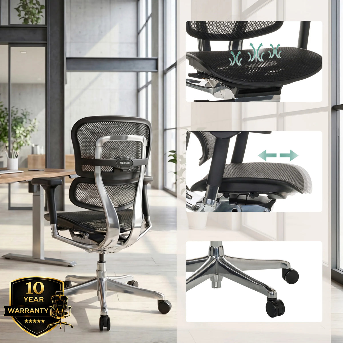 Luxus-Chefsessel ERGOHUMAN BASE GEN2 mit Netzbezug und verstellbarem Sitz von hjh OFFICE (KI-generiertes Bild)