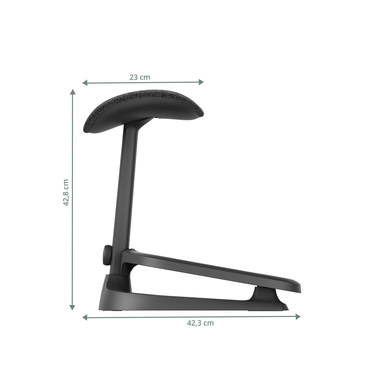 Maßzeichnung der Fußablage LiberNovo Omni StepSync mit einer Höhe von 42,8 cm und Breite von 42,3 cm von Libernovo