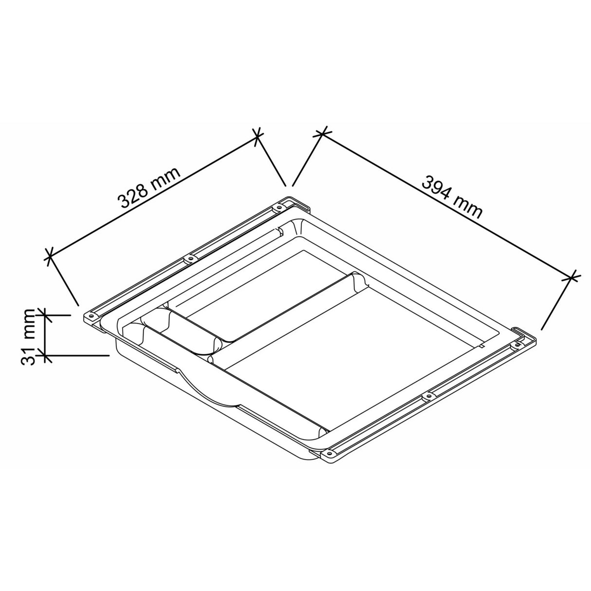 Technische Zeichnung des Zubehörs UCF1 mit 394 × 328 mm von hjh OFFICE PRO
