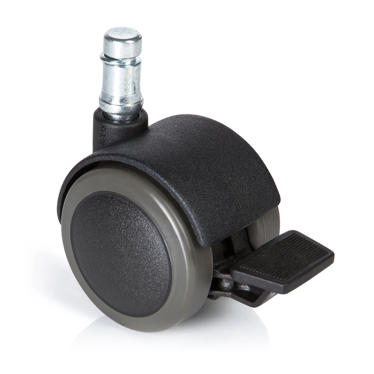 Schwarze Stuhlrolle 5x ROLO STOP 11mm/50mm für Hartböden mit Feststellbremse von hjh OFFICE – 360-Grad-Ansicht (Frontansicht 0°)