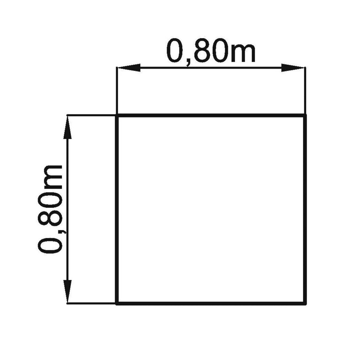 Technische Zeichnung des Schreibtischs MEGA 8 W mit 0,80 x 0,80 m von hjh OFFICE PRO