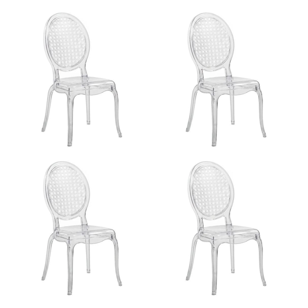 Vierer-Set transparenter Vierfußstühle CRISTALIO aus durchsichtigem Kunststoff von hjh LIVING