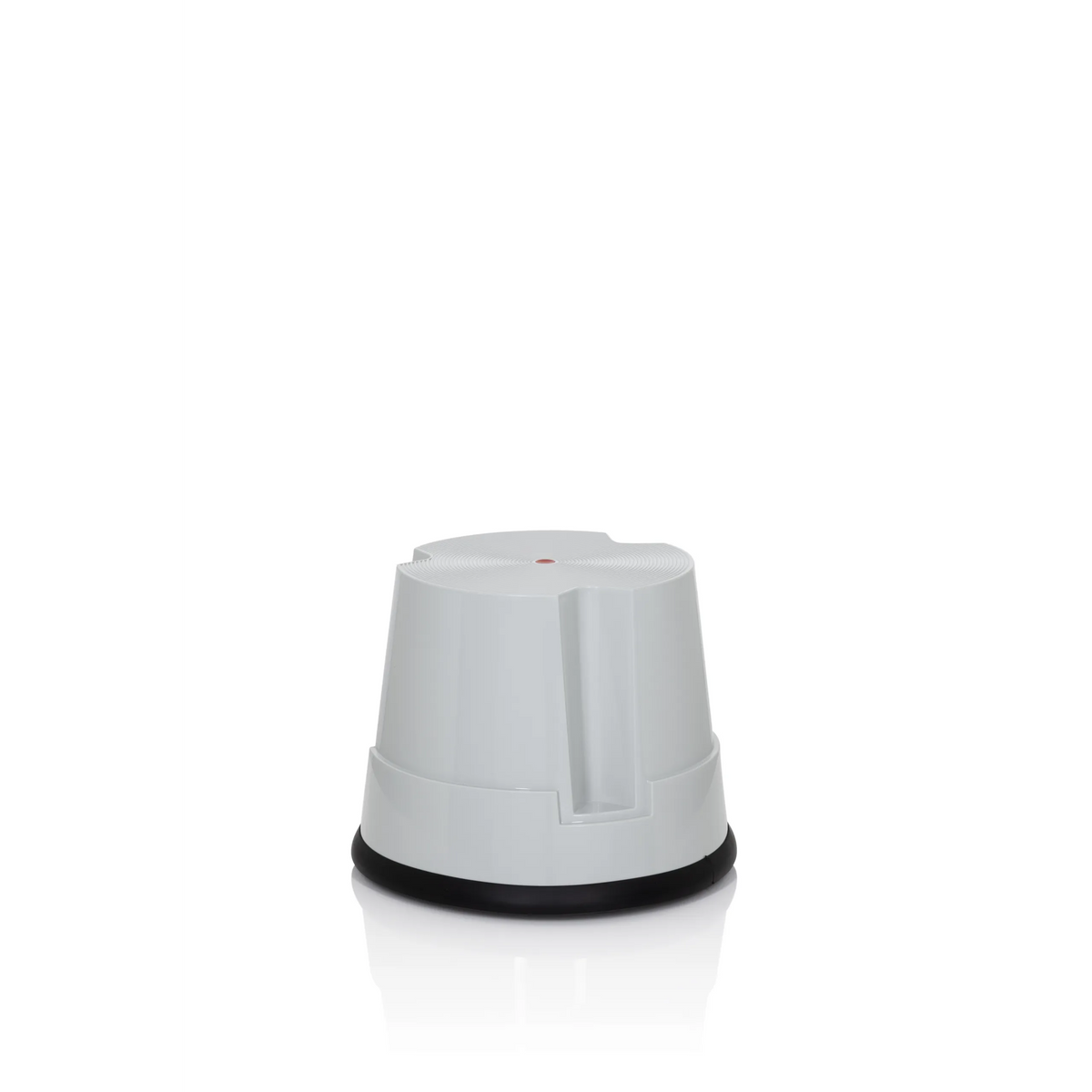 Grauer Tritthocker TIO-S mit rutschfestem schwarzen Bodenring von hjh OFFICE – 360-Grad-Ansicht (Frontansicht 20°)