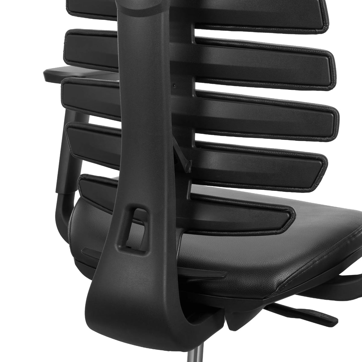 Rückseite der Rückenlehne mit horizontalen Stegen des Counterstuhls ERGO LINE II WORK in Schwarz von hjh OFFICE