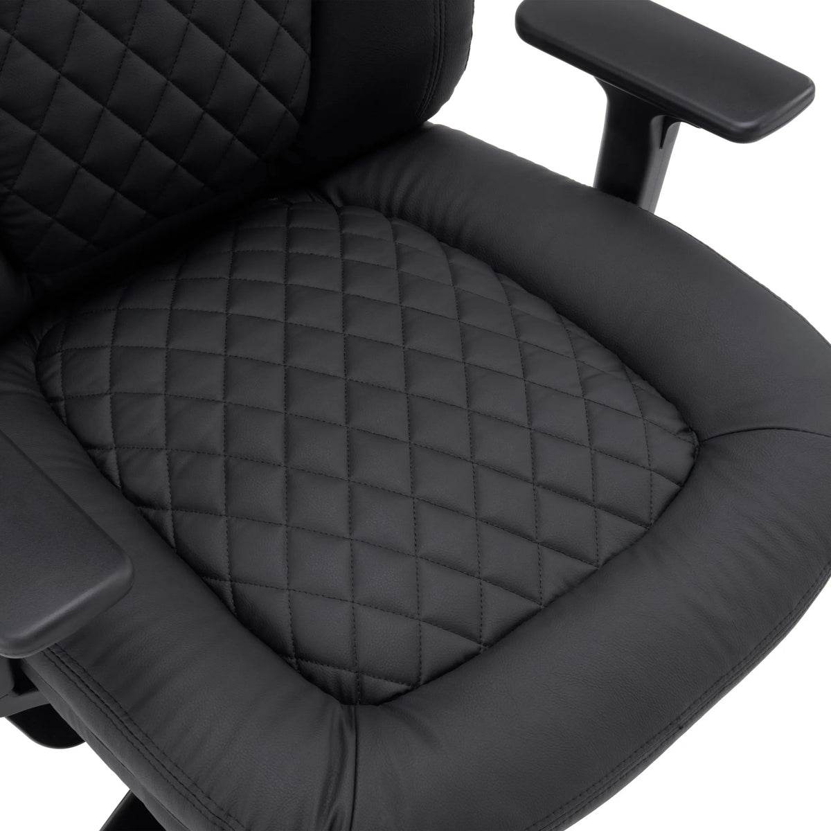 Steppnaht-Polsterung der Sitzfläche des Drehstuhls XXL Pullmann Gen2 aus schwarzem Kunstleder von hjh OFFICE