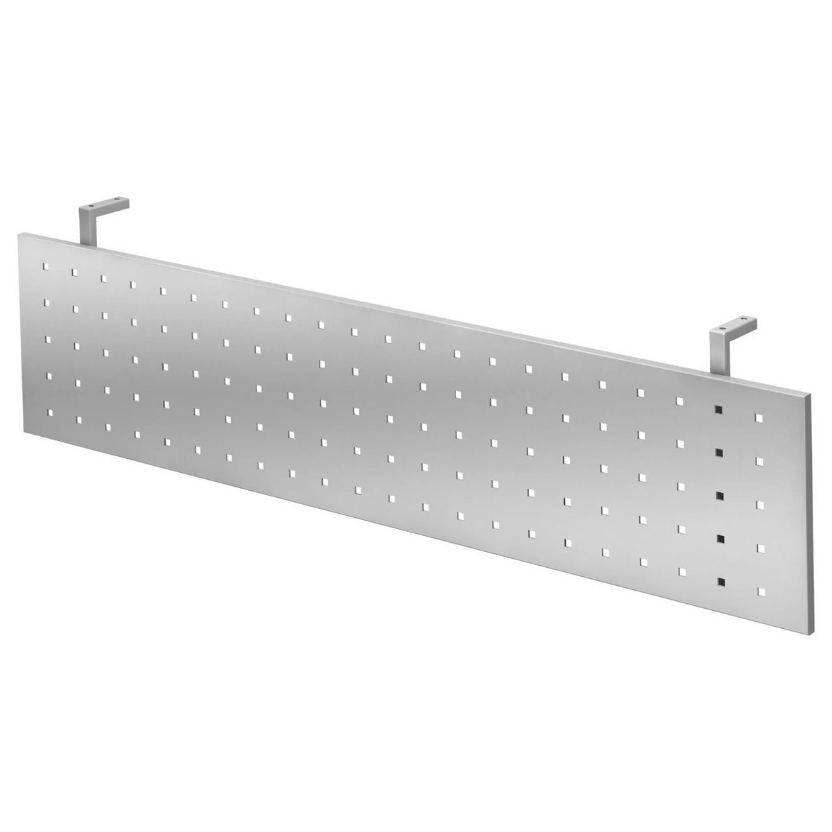 Silberne Sichtblende RSI 12 S mit quadratischem Lochmuster und zwei Halterungen von hjh OFFICE PRO