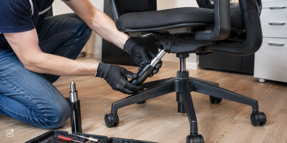 Tausch einer Gasfeder eines Bürostuhls