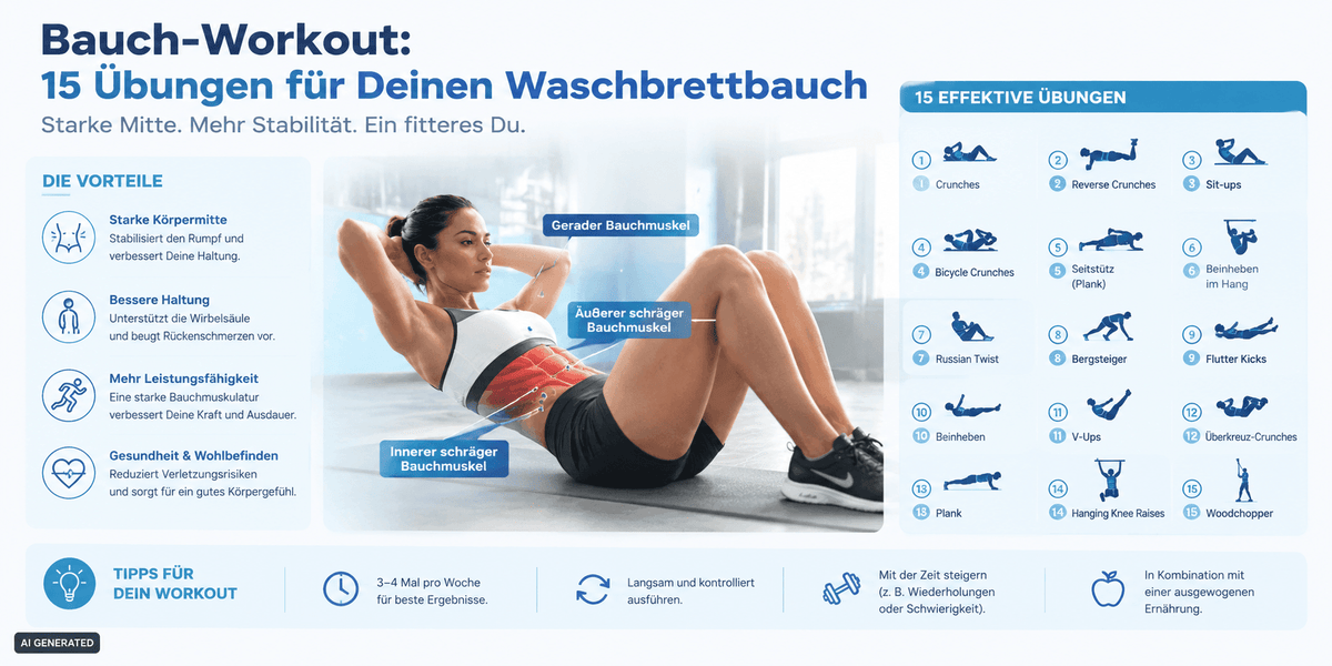 Bauch Workout zuhause: Die 8 besten Übungen ohne Geräte für eine starke Körpermitte & gesunden Rücken - buerostuhl24