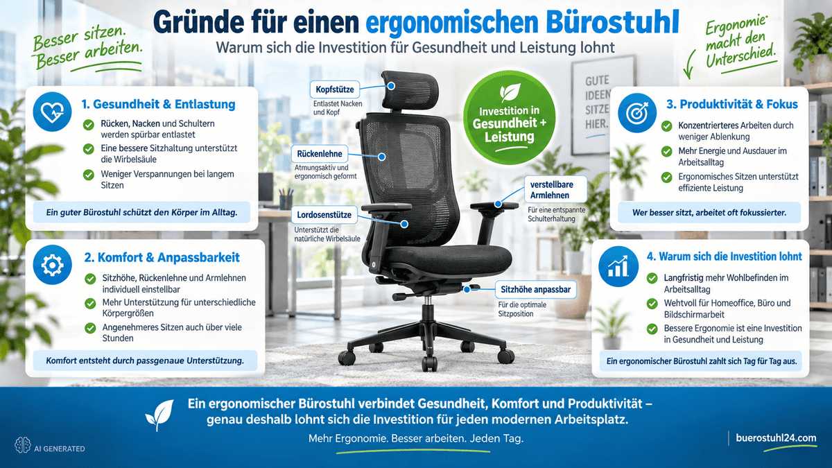 gründe für einen ergonomischen bürostuhl - buerostuhl24