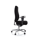 Schwarzer Profi-Bürostuhl FORCOM mit Armlehnen und Fußkreuz mit fünf Rollen von hjh OFFICE – 360-Grad-Ansicht (Seitenprofil 80°)