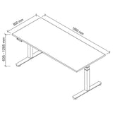 Technische Zeichnung des Schreibtischs XDSM 19 G mit 180 × 80 cm von hjh OFFICE PRO