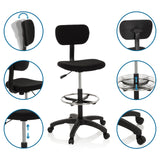 Counterstuhl TOP WORK 05 in Schwarz mit verstellbarer Rückenlehne und Fußring von hjh OFFICE