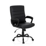 Schwarzer Homeoffice Chefsessel ERGOSMOOTH BIG mit gesteppter Polsterung und Fußkreuz mit fünf Rollen von hjh OFFICE – 360-Grad-Ansicht (schräge Frontansicht 40°)