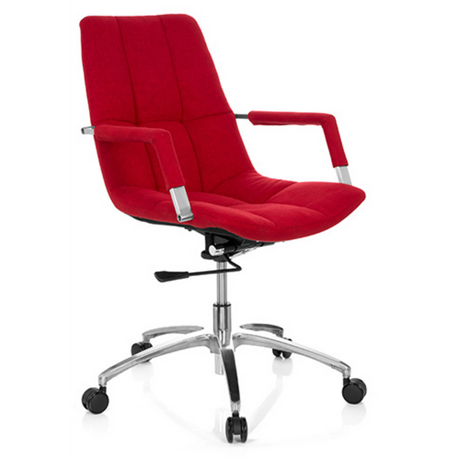 Homeoffice-Bürostuhl SARANTO mit rotem Stoffbezug und silberfarbenem Fußkreuz von hjh OFFICE