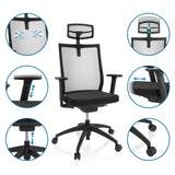 Profi-Bürostuhl ASPEN PRO in Schwarz mit verschiedenen Verstellmöglichkeiten von hjh OFFICE