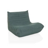 Taubenblauer Loungesessel Sitzolo mit Stoffbezug und Steppung von hjh LIVING – 360-Grad-Ansicht (schräge Frontansicht 30°)