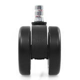 Schwarze Stuhlrolle 5x ROLO COLOR 60 11mm/60mm für Hartböden mit metallischem Steckstift von hjh OFFICE – 360-Grad-Ansicht (Frontansicht 0°)