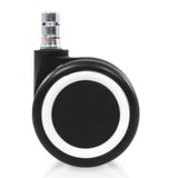 Schwarze Stuhlrolle 5x ROLO COLOR 60 11mm/60mm für Hartböden mit metallischem Steckstift von hjh OFFICE – 360-Grad-Ansicht (schräge Rückenansicht 240°)