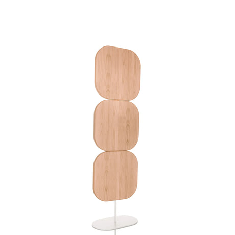 Beige Trennwand FLEXMIUT W mit drei abgerundeten Holzelementen auf weißem Standfuß von hjh OFFICE