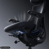 Sitzmechanismus des High-End-Bürostuhls LiberNovo Omni Pro in Dunkelgrau von Libernovo (KI-generiertes Bild)