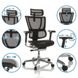 Luxus-Chefsessel ERGOHUMAN SLIM GEN2 mit Netzbezug und verschiedenen Verstellmöglichkeiten der Komponenten von hjh OFFICE