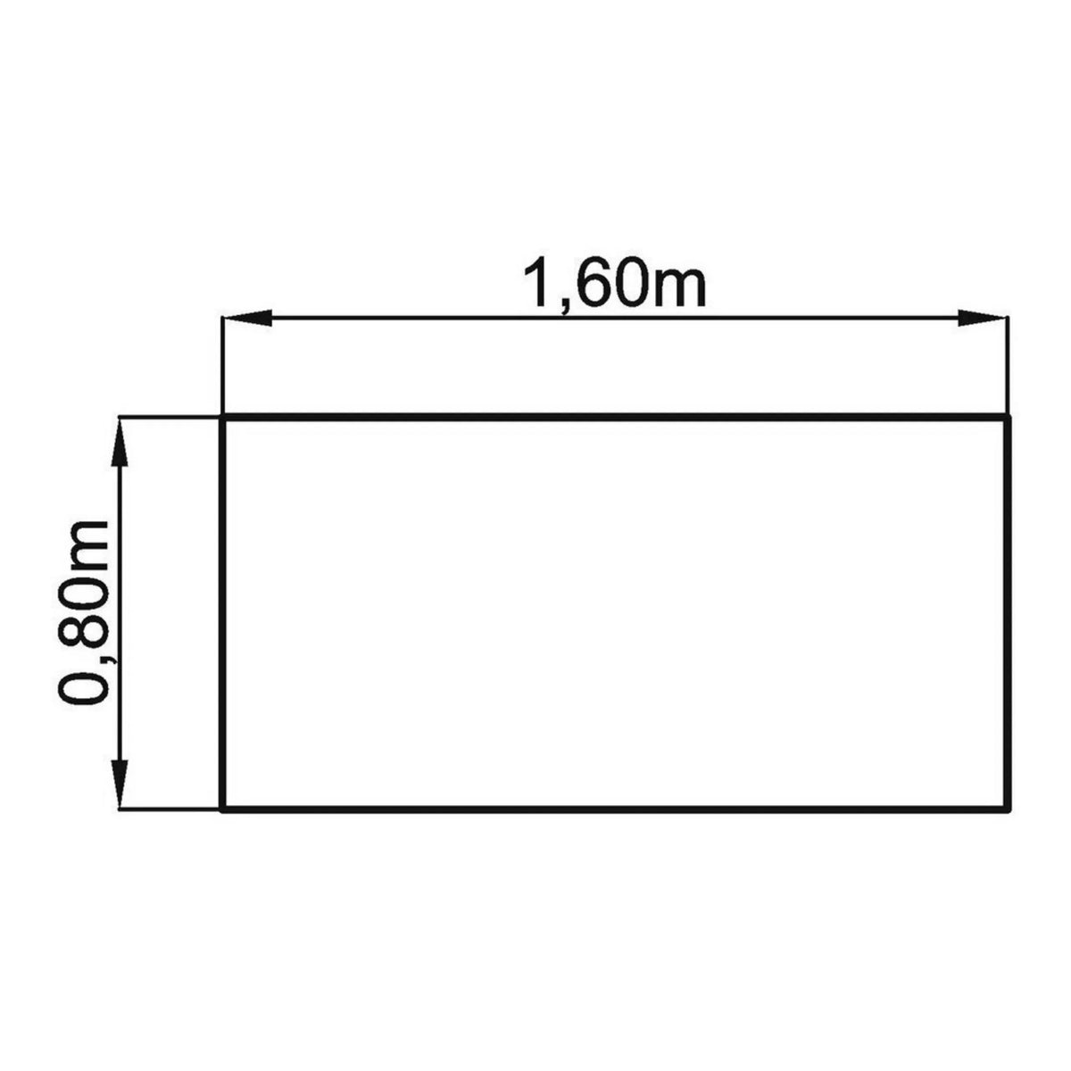 Technische Zeichnung des Schreibtischs REGO 16 S mit 1,60 x 0,80 m von hjh OFFICE PRO