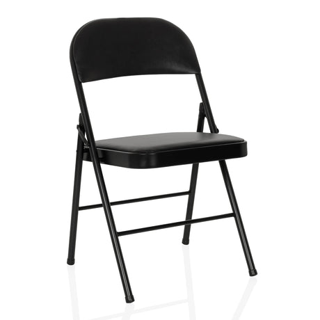 Schwarzer Klappstuhl TUDELA H mit Bezug aus Kunstleder und schwarzem Gestell von hjh OFFICE
