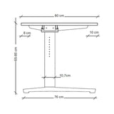 Maßzeichnung des höhenverstellbaren Schreibtischs XTRA XB 8 GG mit Breite 80 cm und Höhe 65-85 cm von hjh OFFICE PRO