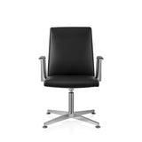 Schwarzer Besucherstuhl AMBASSADO V mit Armlehnen und glänzendem Sternfuß von hjh OFFICE – 360-Grad-Ansicht (Frontansicht 0°)