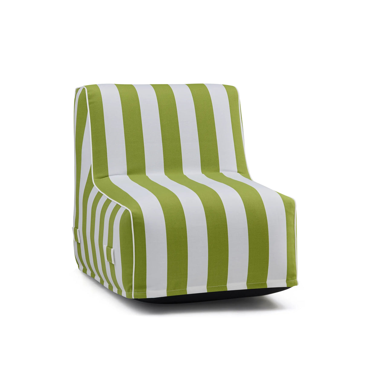 Grün-weiß gestreiftes Luftsofa Sitzolo Air mit vertikalen Streifen von hjh LIVING – 360-Grad-Ansicht (Frontansicht 15°)