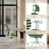 Höhenverstellbare Kopfstütze, Armlehnen und Sitzfläche des Profi-Bürostuhls ERGO LINE W in Mystic Forest von hjh OFFICE