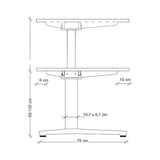Maßzeichnung des höhenverstellbaren Schreibtischs XBHM 16 GG mit einer Höhe von 65-130 cm von hjh OFFICE PRO