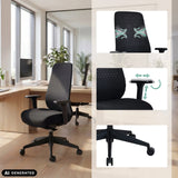 Profi-Bürostuhl Verviq in Schwarz mit verstellbaren Armlehnen und Fußkreuz von hjh OFFICE (KI-generiertes Bild)