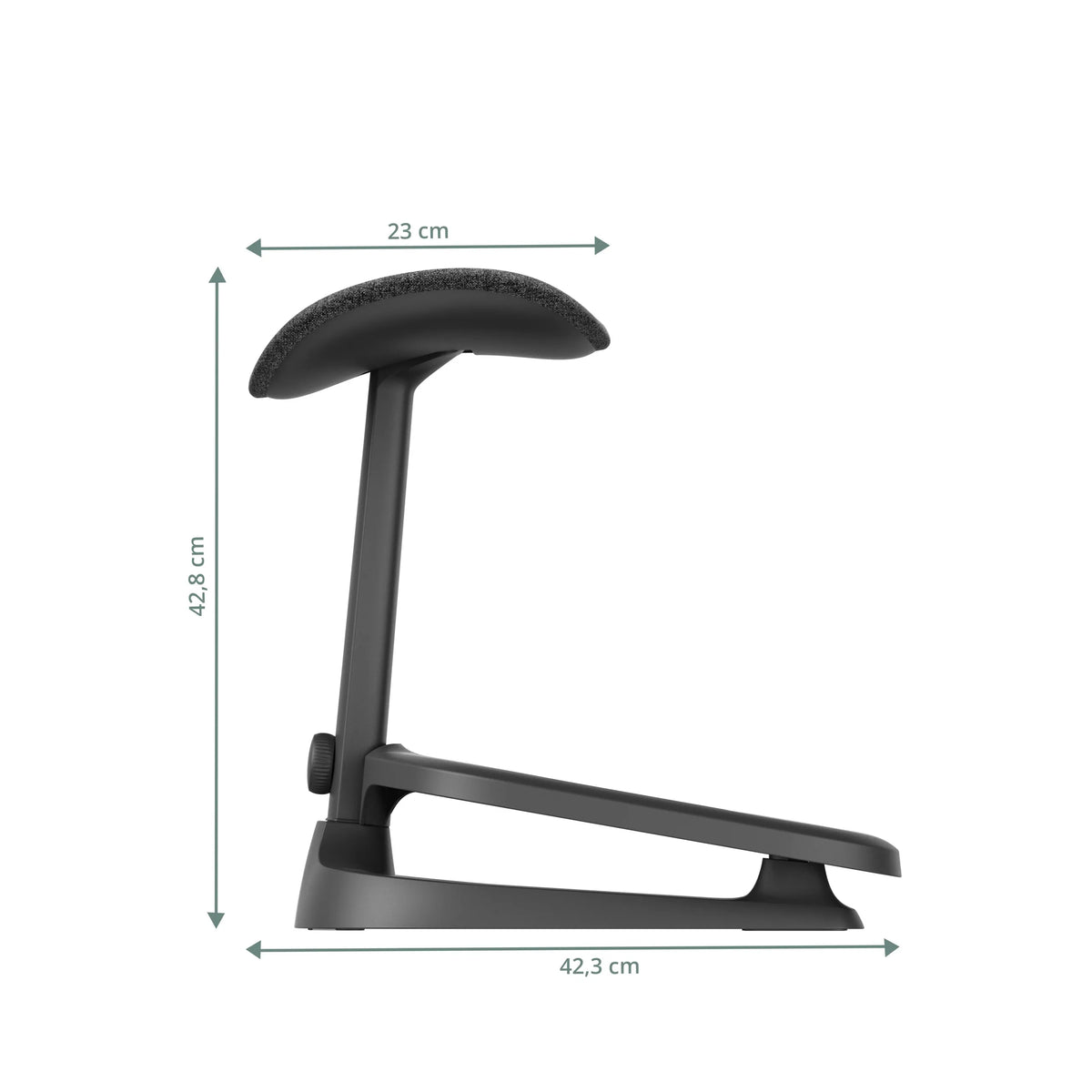 Maßzeichnung der Fußablage LiberNovo Omni StepSync mit einer Höhe von 42,8 cm und Breite von 42,3 cm von Libernovo