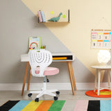 Kinderdrehstuhl KIDDY TOP W mit weißer Rückenlehne und rosa Sitzfläche von hjh OFFICE