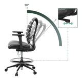 Verstellbare Rückenlehne mit 90 Grad Neigungswinkel des Counterstuhls ERGO LINE II WORK aus Kunstleder von hjh OFFICE