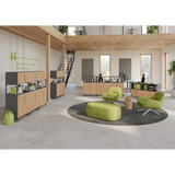 Schränke der Serie FlexWall mit Türenpaar in Asteiche und grauen Korpusen von hjh OFFICE PRO