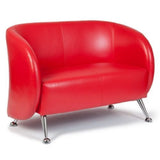 Rotes Loungesofa ST. LUCIA als Zwei-Sitzer mit glänzenden Metallfüßen von hjh OFFICE