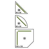 Maßzeichnungen für Sichtblenden des Zubehörs SI S in den Größen 80 x 80 und 120 x 120 von hjh OFFICE PRO