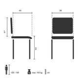 Technische Zeichnung des Klappstuhls ESTO mit einer Sitzhöhe von 44 cm von hjh OFFICE