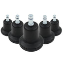 Fünf schwarze Stuhlgleiter 5 x STAND Nr. 11 mit silberfarbenen Metallstiften von hjh OFFICE