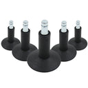 Fünf schwarze Stuhlgleiter 5 x STAND Nr. 12 mit metallischem Gewindestift für alle Böden von hjh OFFICE