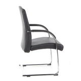 Schwarzer Freischwinger BAROLO V mit Armlehnen und verchromtem Kufengestell von hjh OFFICE – 360-Grad-Ansicht (Seitenprofil 100°)