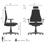 Technische Zeichnung des Homeoffice-Bürostuhls ERGOMY mit 51 cm Breite von MyBuero