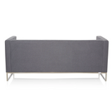 Dunkelgraues Loungesofa BARBADOS als Drei-Sitzer mit Metallgestell von hjh OFFICE – 360-Grad-Ansicht (schräge Rückenansicht 240°)