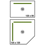 Maßzeichnungen der Sichtblende SI S in den Varianten 120 × 80 cm und 120 × 120 cm von hjh OFFICE PRO