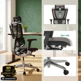 Luxus-Chefsessel ERGOHUMAN SLIM GEN2 mit verstellbarer Kopfstütze und Sitztiefe von hjh OFFICE (KI-generiertes Bild)