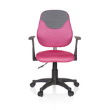Pink-grauer Kinderdrehstuhl KIDDY STYLE mit Netzrücken und Fußkreuz mit fünf Rollen von hjh OFFICE – 360-Grad-Ansicht (Frontansicht 0°)