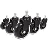 Fünf Stuhlrollen 5x ROLO SKATE ST 11mm/75mm in Schwarz und Transparent für Hartböden von hjh OFFICE